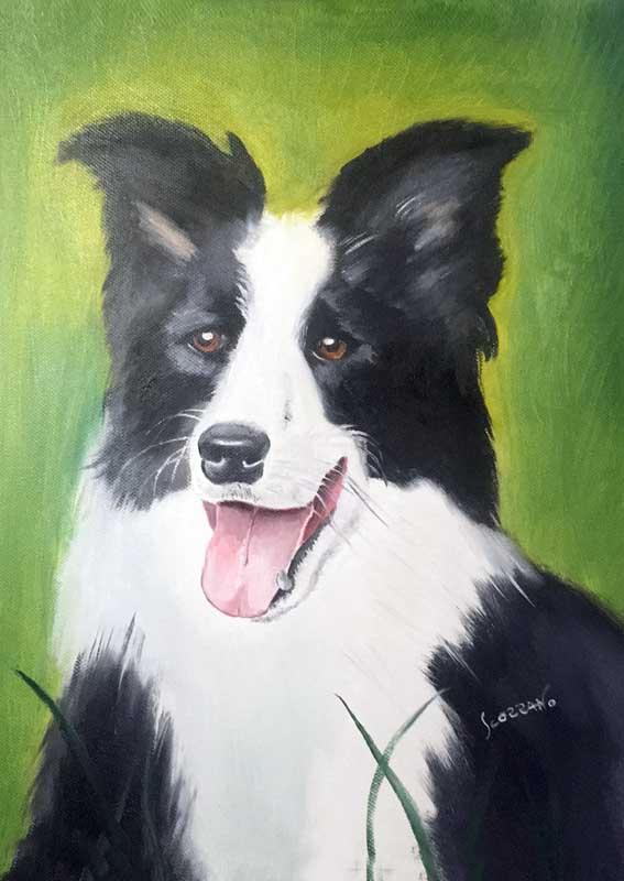tableau d'un Chien noir et blanc