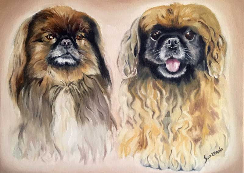 duo de chiens à l'huile