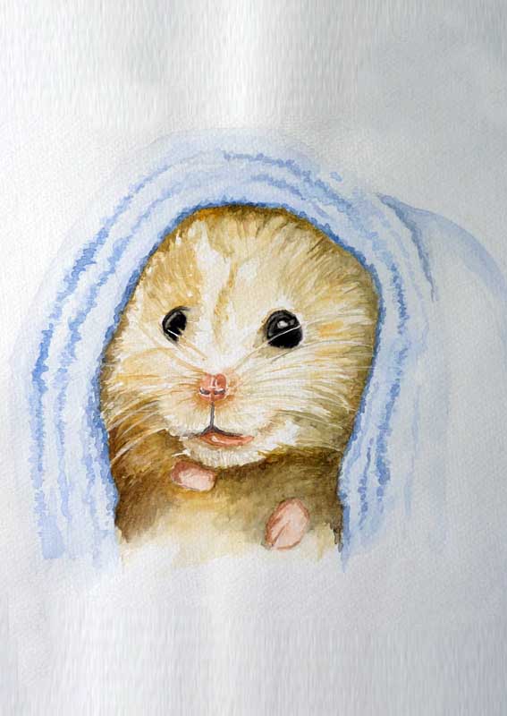 Hamster mignon à l'aquarelle